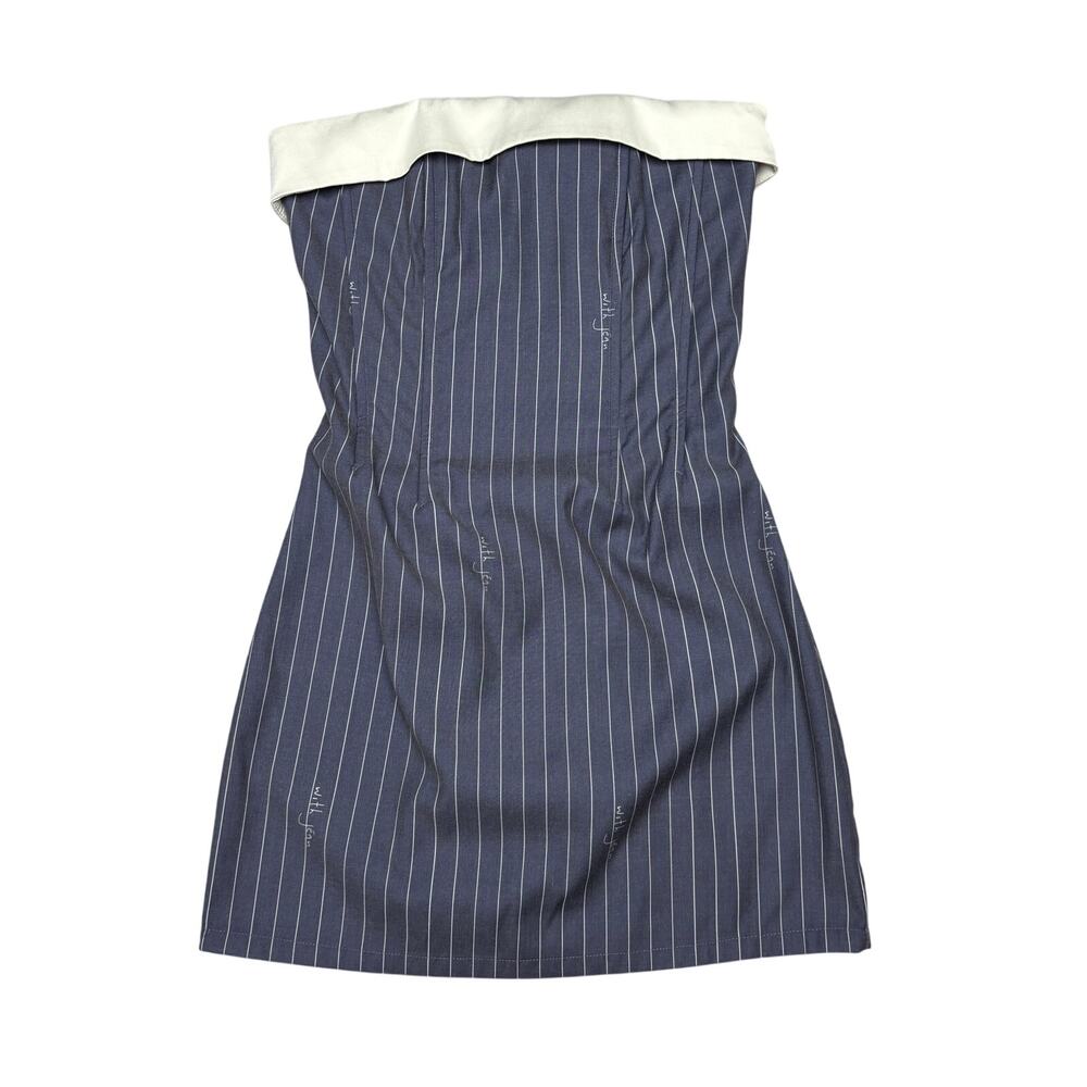 With Jean Chloe Corset Mini Dress Women's XS Pinstripe Y2K